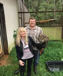 with my owl crush, Maximus and owner, fellow Nancy Ward descendant Curt Cearley, May 2019